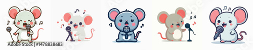 vector of a cute baby mouse checking its voice