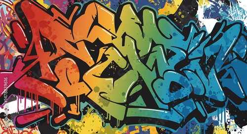 Wallpaper Mural Vibrant Rainbow Graffiti Art: A Digital Painting of Bold Street Style Torontodigital.ca