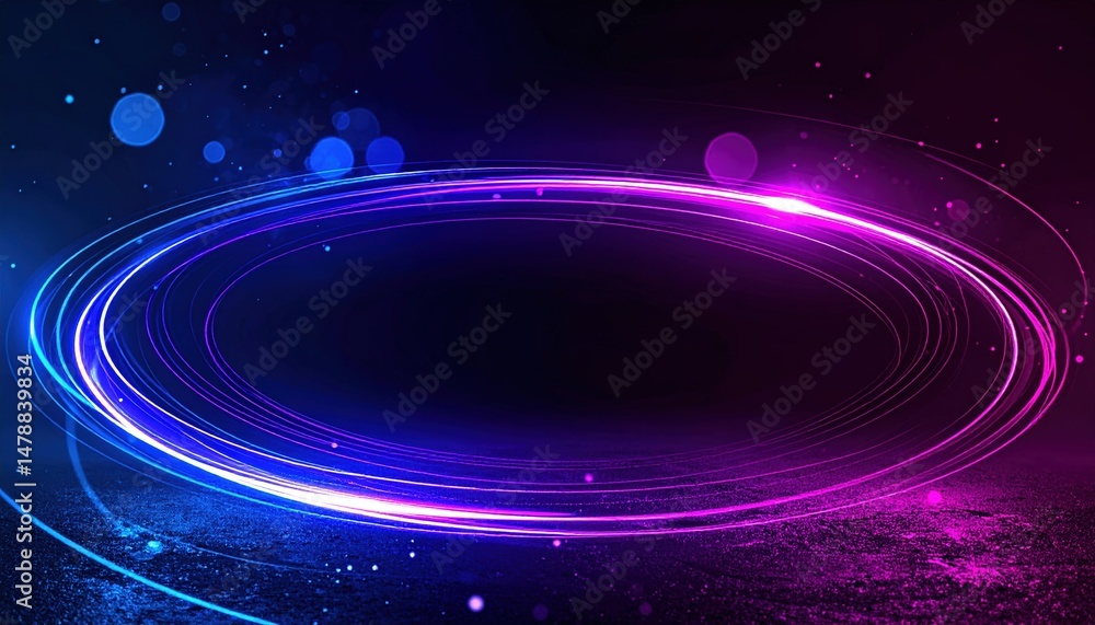 Obraz premium Vibrant neon circles in various sizes and colors glow against a deep black background, creating a striking contrast that evokes a modern, energetic vibe.