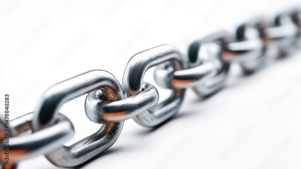 Fototapeta premium Seamless Interlocking Chain Links against a stark white background