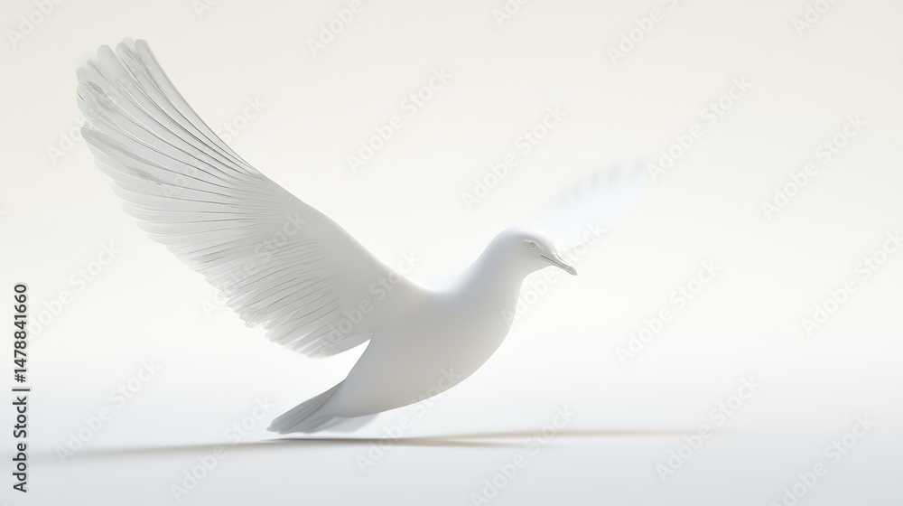 Obraz premium Serene depiction of a dove taking flight,symbolizing peace,hope and freedom
