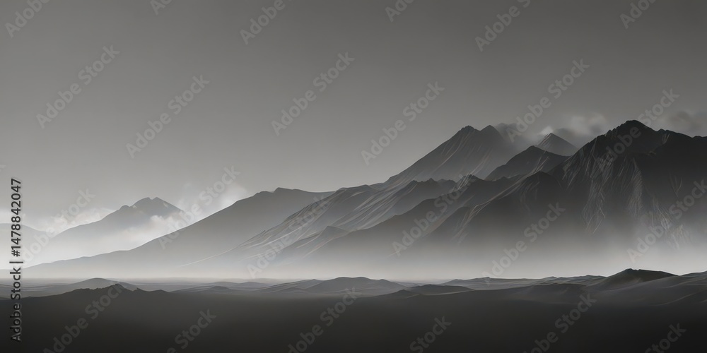 Fototapeta premium Seamless grayscale gradient, smooth transition from black to white, image, backdrop, illustration