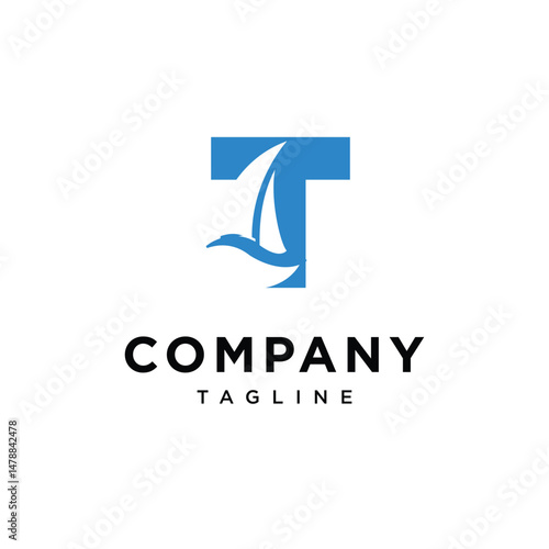 Free Download Letter T Sailing Boat Logo Icon Vector - GFXLoad