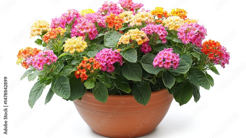 Fototapeta premium Lantana with colorful clusters in a pot