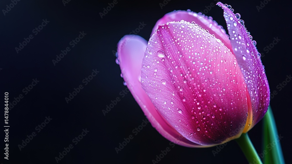 Iridescent Bloom of a Tulip Catches the Morning Dew, Isolated on Transparent Concept. Iridescent Bloom of a Tulip Catches the Morning Dew, Isolated on Transparent Concept.