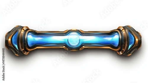 Futuristic Technology Bar with Glowing Blue Light and Metallic Frame