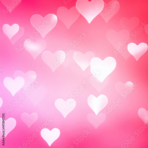 A romantic Valentine's Day background featuring an array of vibrant red and pink hearts, softly scattered across a delicate pastel backdrop, evoking love.