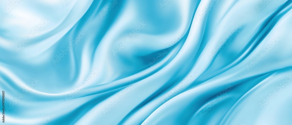 Obraz premium Elegant Light Blue Silk Fabric Flowing in Smooth Waves Abstract Close Up Background Texture Soft and Luxurious