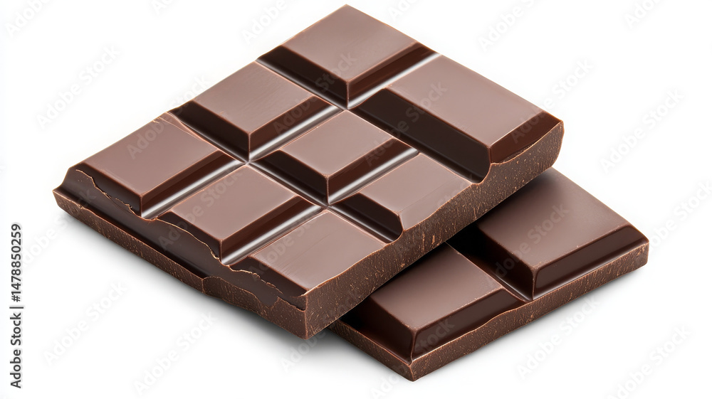 Rich dark chocolate bars stacked elegantly, showcasing their smooth texture and glossy finish Rich dark chocolate bars stacked elegantly, showcasing their smooth texture and glossy finish