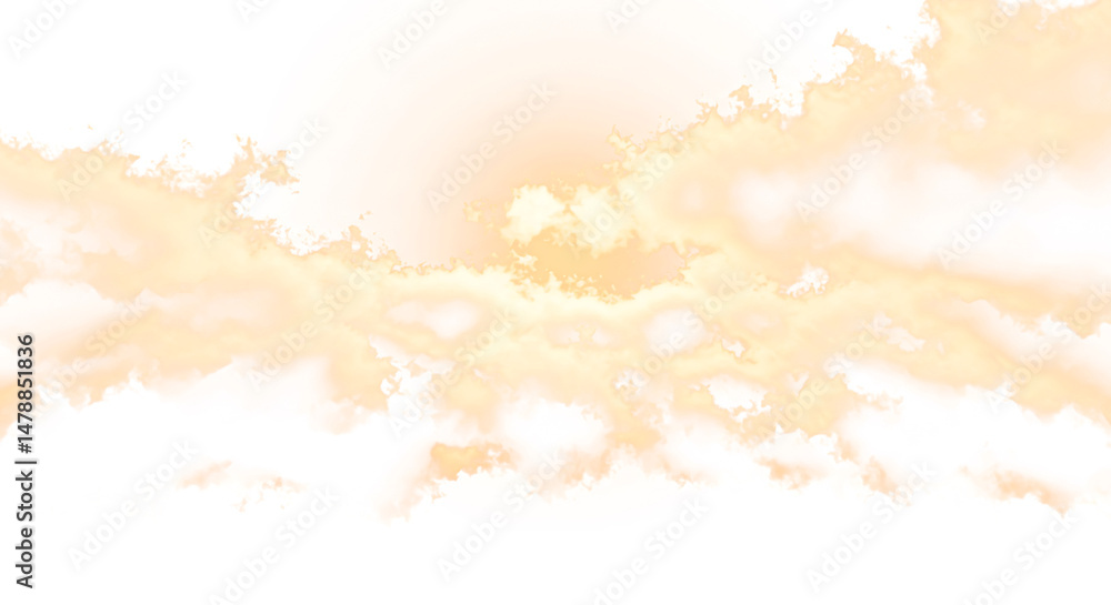 Fototapeta premium Realistic cinematic golden cloud with sunlight ray from behind, transparant background
