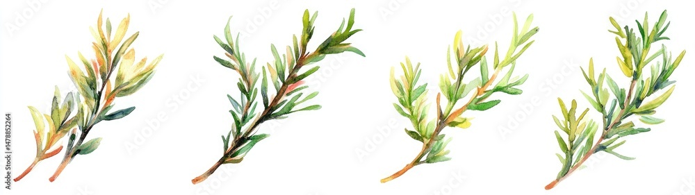 Fototapeta premium Watercolor Herb Branches