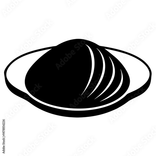 Clam with shell open silhouette vector illustration