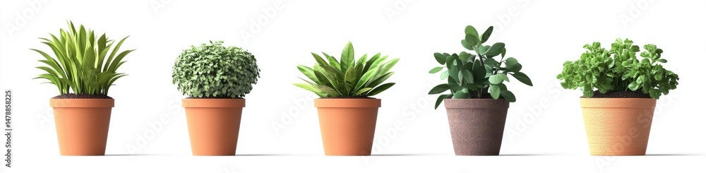 Obraz premium Variety of potted plants in terracotta pots