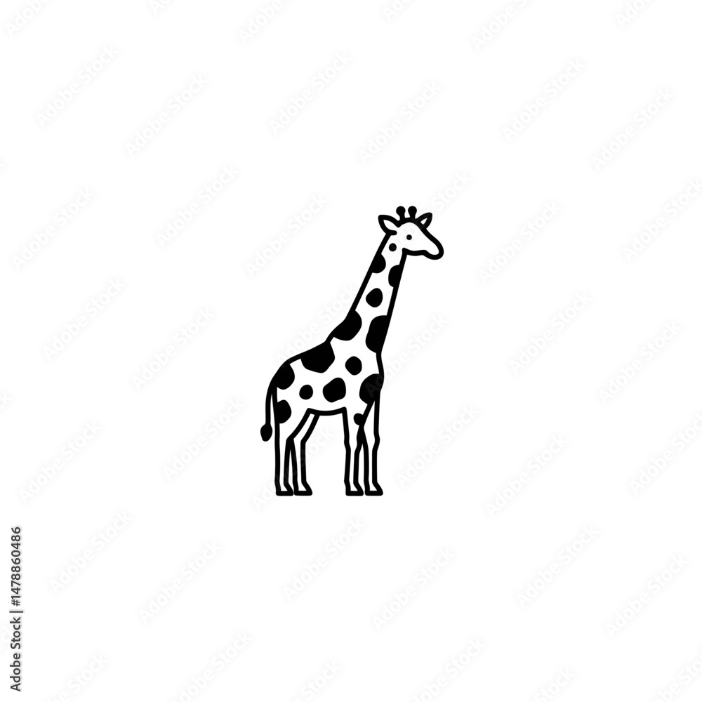 Fototapeta Giraffe Minimalist Line Art - Wildlife Illustration