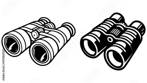 Camping Binocular Illustration.