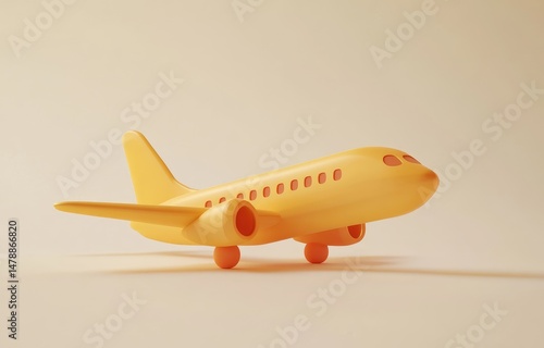 Wallpaper Mural Pastel yellow airplane toy, simple design Torontodigital.ca