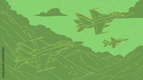 Fighter Jets Soaring Over Mountainous Terrain