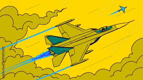High-Speed Fighter Jet Breaking Through Clouds