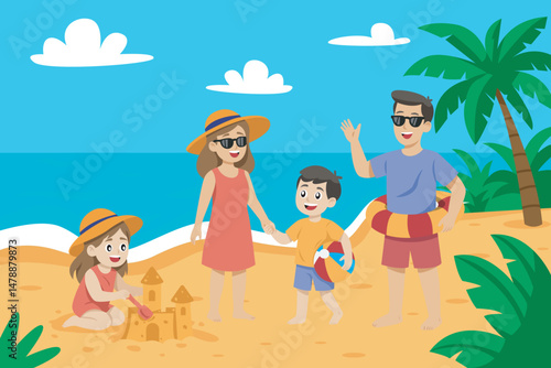 Family vacation at the beach during summer holidays
