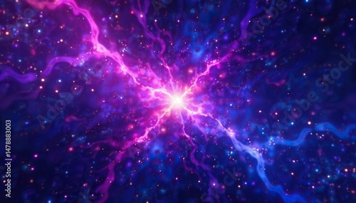 Wallpaper Mural Abstract purple and blue starburst vector illustration, cosmic design element , illustration, sky Torontodigital.ca