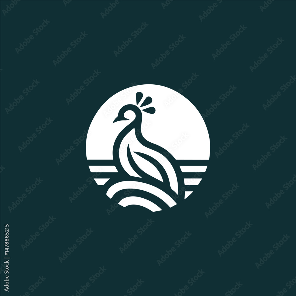 Obraz premium Minimalist peacock logo
