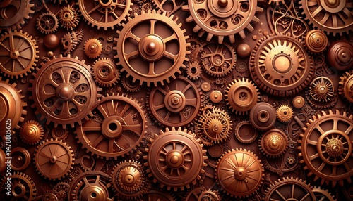 Wallpaper Mural Intricate Design of Bronze Gears and Cogwheels Steampunk Background Texture Torontodigital.ca