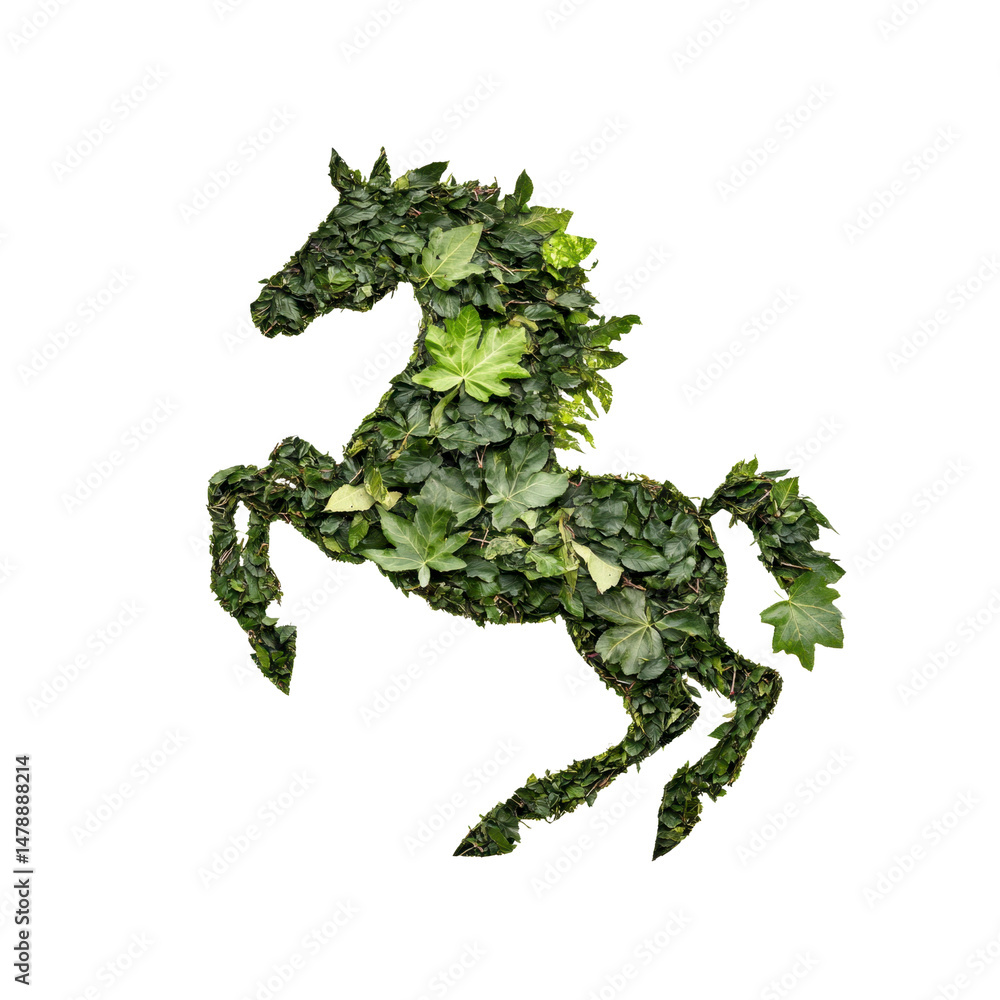 Obraz premium Leafy Horse A Green and Lush Equestrian Silhouette