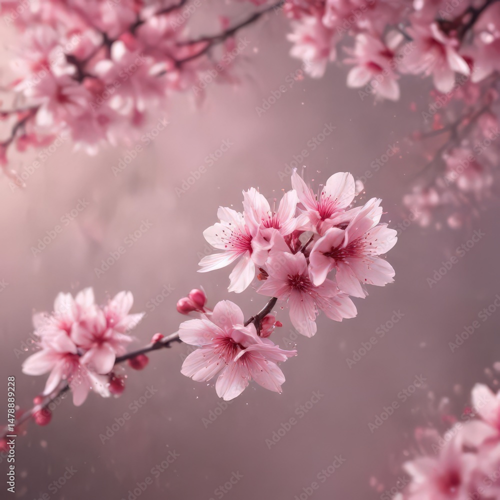 Obraz premium Abstract pink sakura petals softly falling on a dreamy, blurred background , pink petals, petals