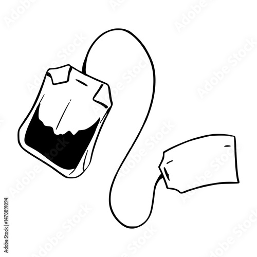 tea sachet line drawing