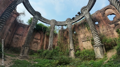 Photos Majestic Darbhanga Maharaj Rajnagar Palace Ruins Featuring Tall Spiral Columns F