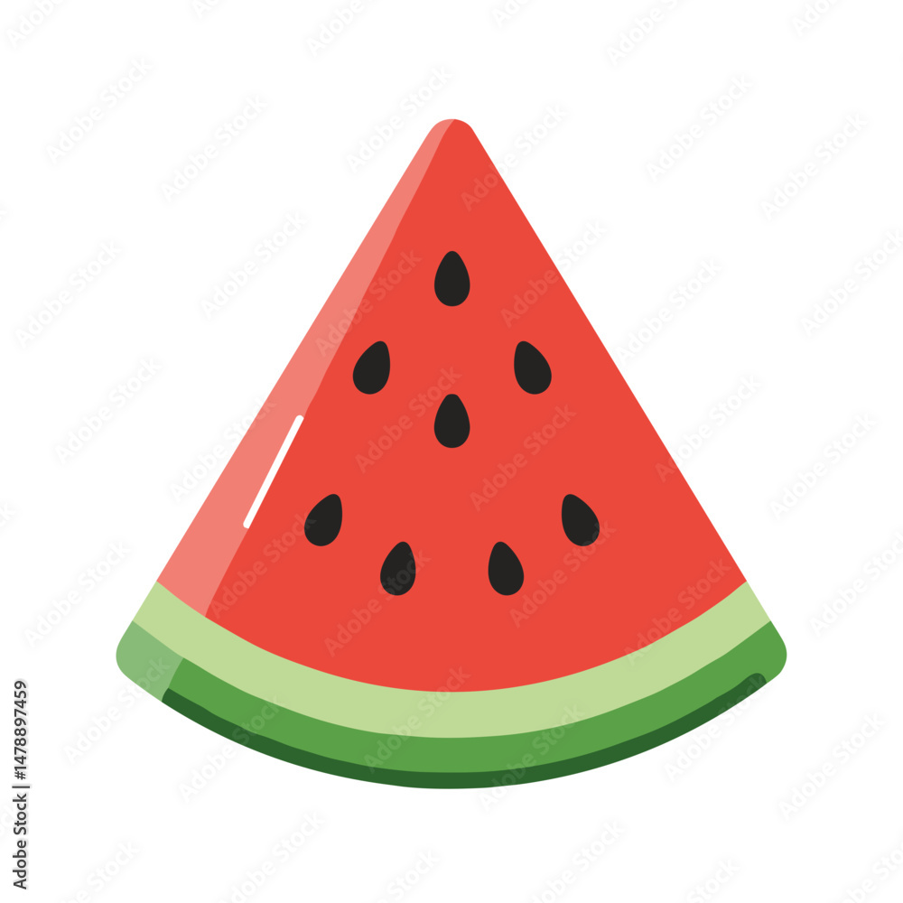 Watermelon slice with seeds in flat design style Watermelon slice with seeds in flat design style