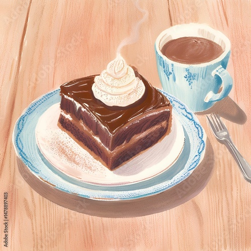Cake and chocolate food and dessert illustration