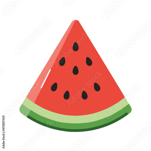 Watermelon slice with seeds in flat design style  