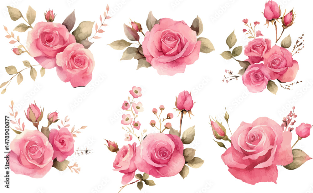 Naklejka premium set of pink roses