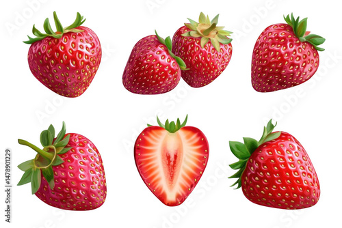 Fresh Strawberries Displayed on Black Background with Tasty Theme.