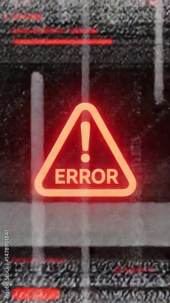 Red Triangle Error Vertical red glowing warning triangle with exclamation mark and the ...