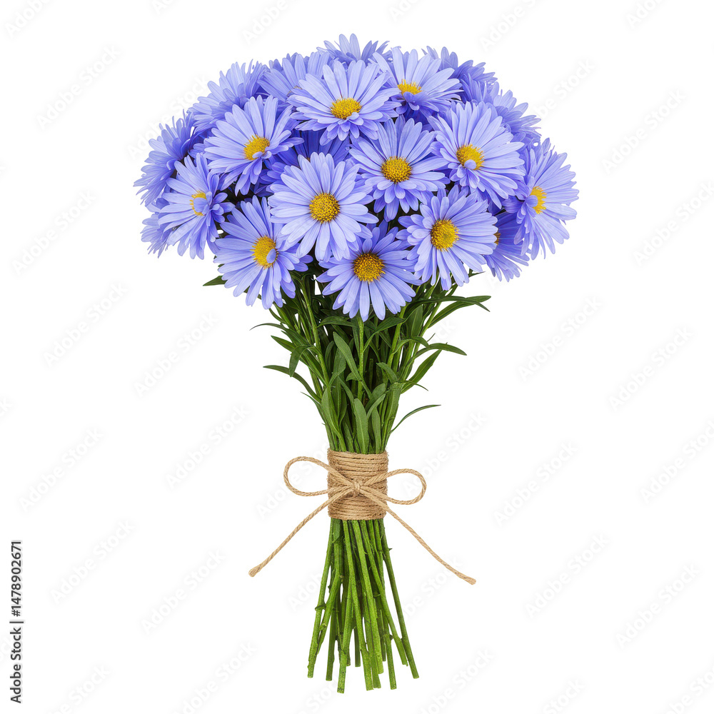 Fototapeta premium Lovely bundle of light purple flowers tied together with twine in a neat and tidy bouquet