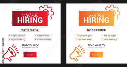 We are hiring job vacancy Social Media Post Or Instagram Promotional Social Media Square Banner And Square Flyer Template Design