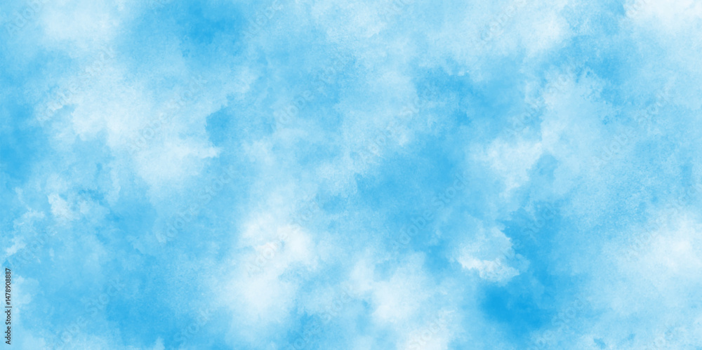 Obraz premium Pastel blue watercolor paint brush stroke background,Creative and painted cloudy sky blue watercolor background,Abstract blue watercolor illustration banner, wallpaper,