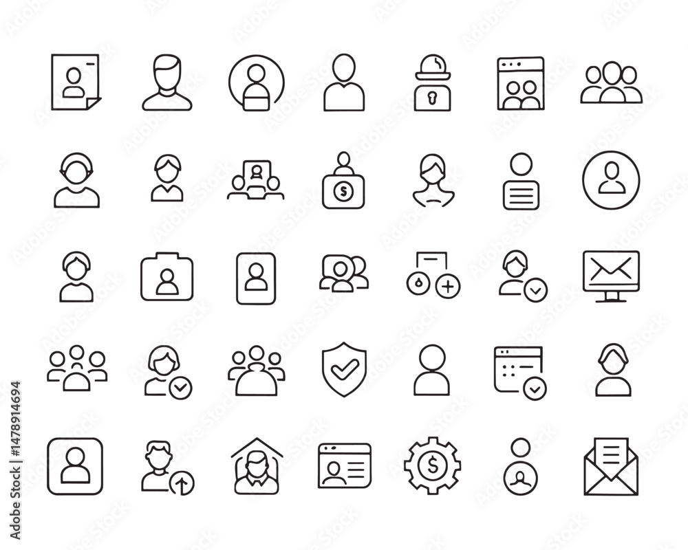 delete account line art icon set for digital use delete account line art icon set for digital use
