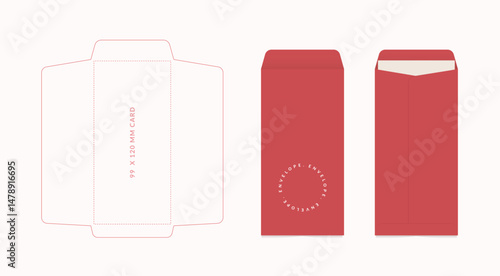 Luxury Envelope die cut and mock up template, Vector illustration. Envelopes mockup front and back view.	
