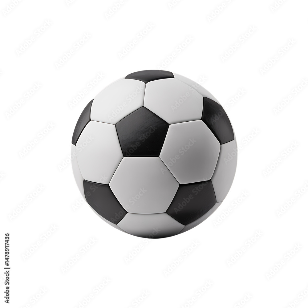 A classic black and white football isolated on pure white background with realistic texture A classic black and white football isolated on pure white background with realistic texture