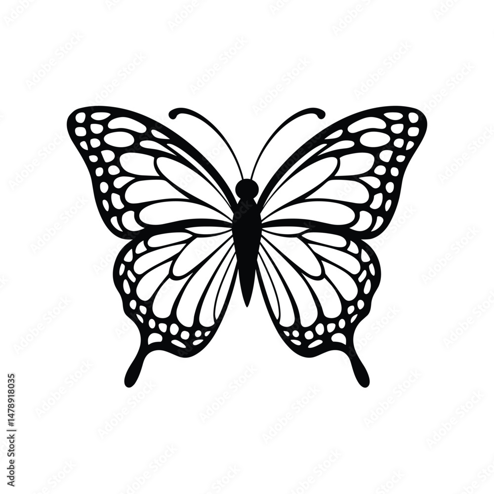 Butterfly Silhouette Vector in Black and White Butterfly Silhouette Vector in Black and White