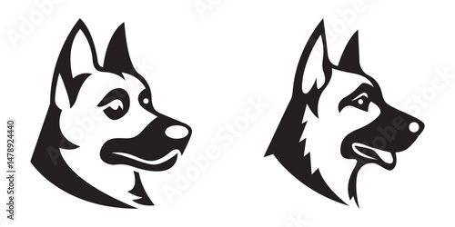 Black german shepherd head silhouettes