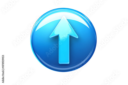 Free Download Glossy Blue Upward Arrow Icon on Black Background - GFXLoad
