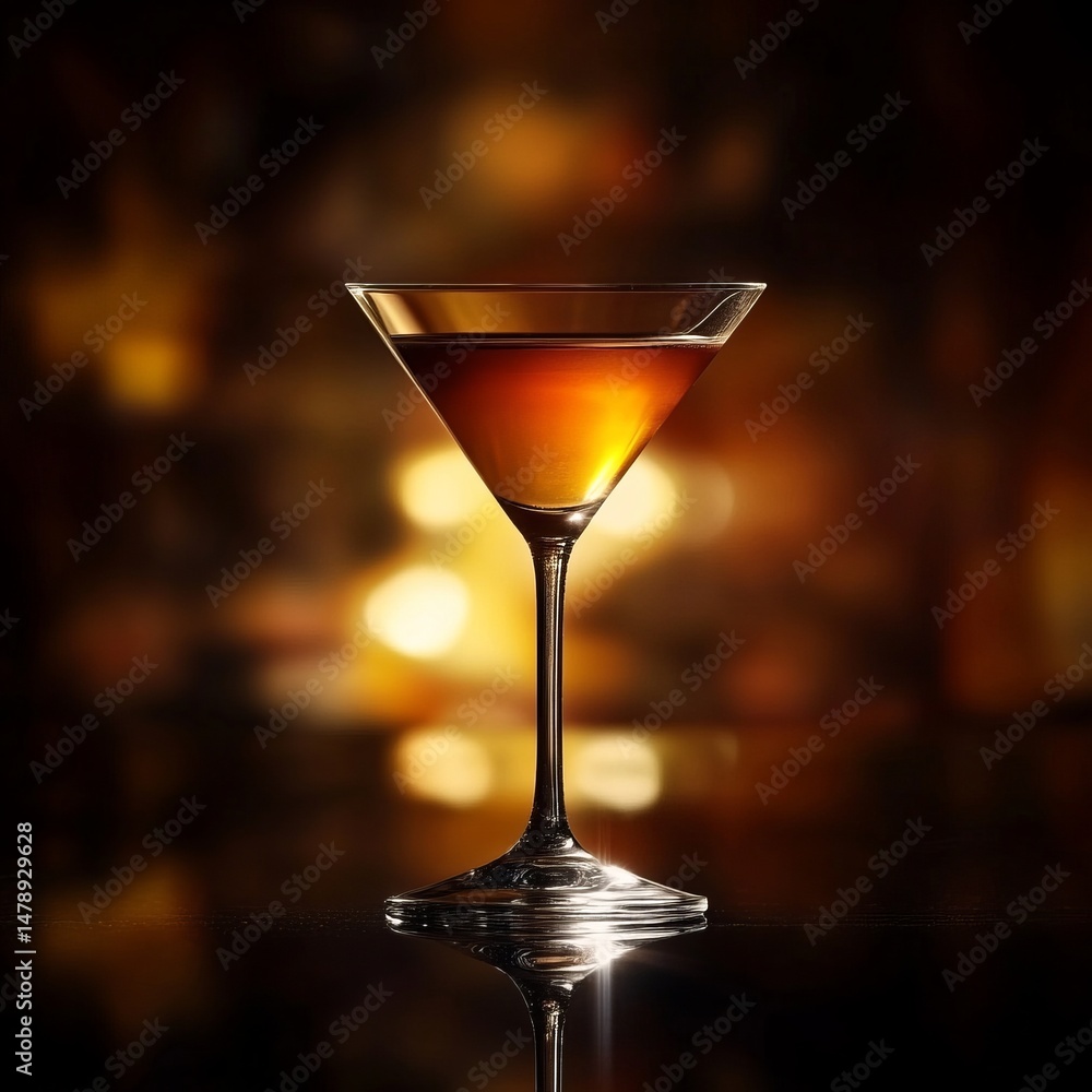 A cocktail mockup in a martini glass set on a dark light A cocktail mockup in a martini glass set on a dark light