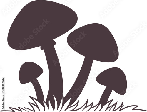 mushrooms silhouette on a white background