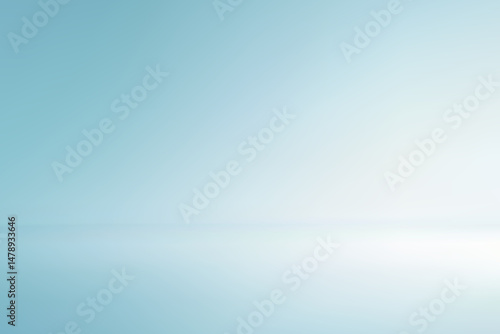 Soft blue white gradient studio background with reflective floor