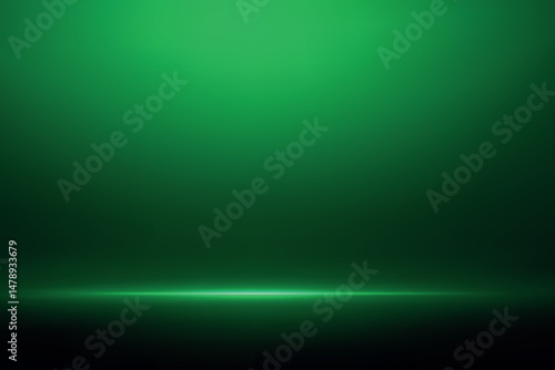 Vivid green spotlight over moody dark backdrop horizon