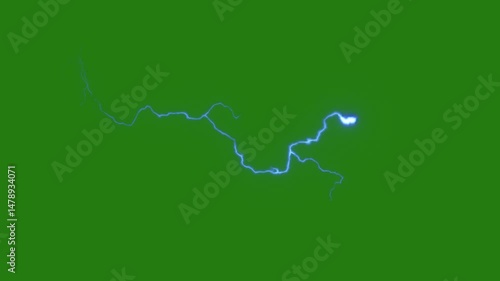 Thunder top high Resolution effect green screen,on green screen isolated with chroma key, Green screen 4K animation, isolated on green screen background.